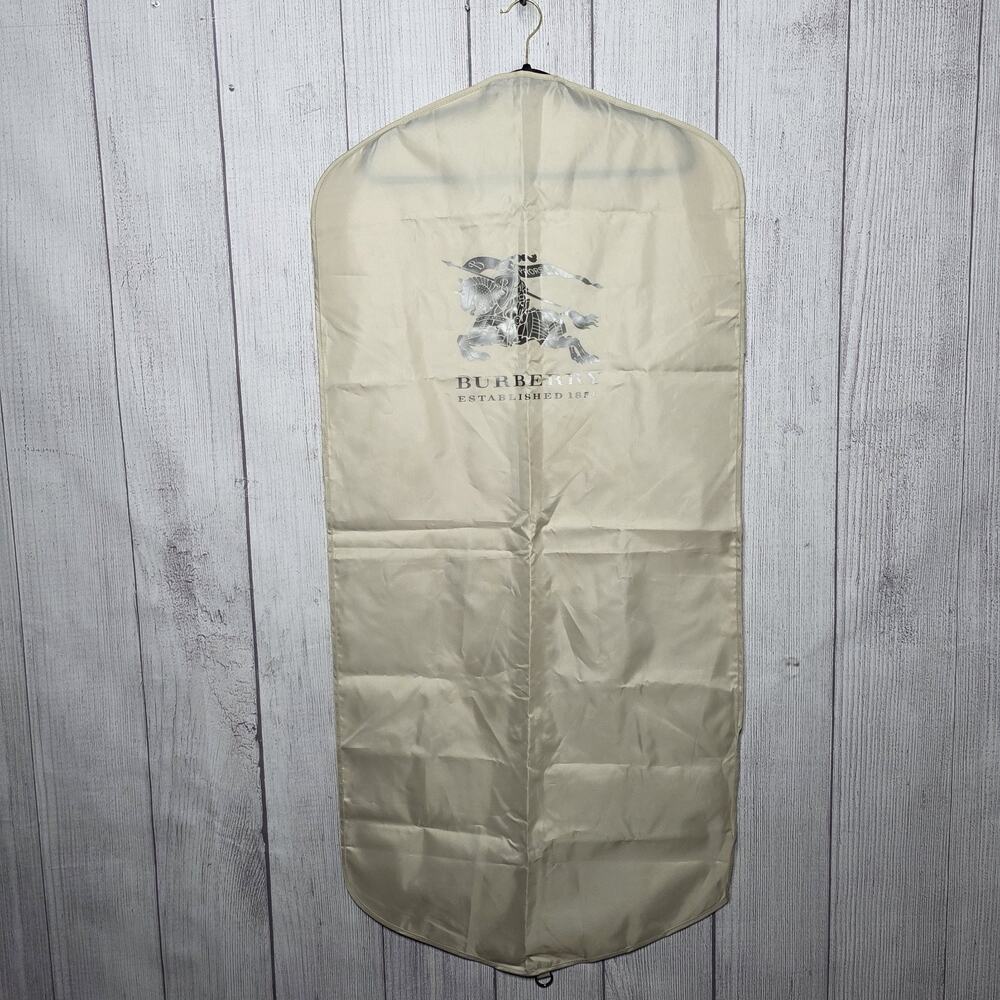 Burberry Logo Garment Bag Beige Travel Dress Cover Storage 23.5x51